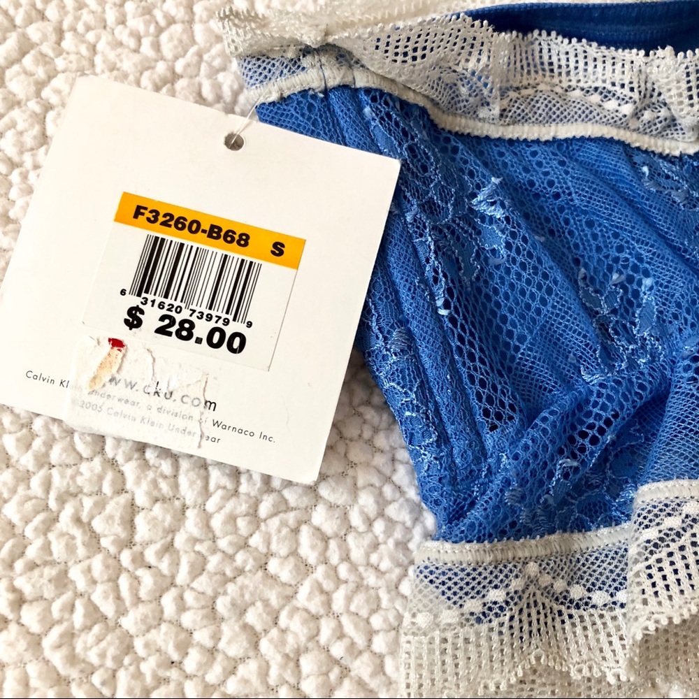 NWT $28 Calvin Klein Lace Blue and White Bandeau Size S - Picture 7 of 8